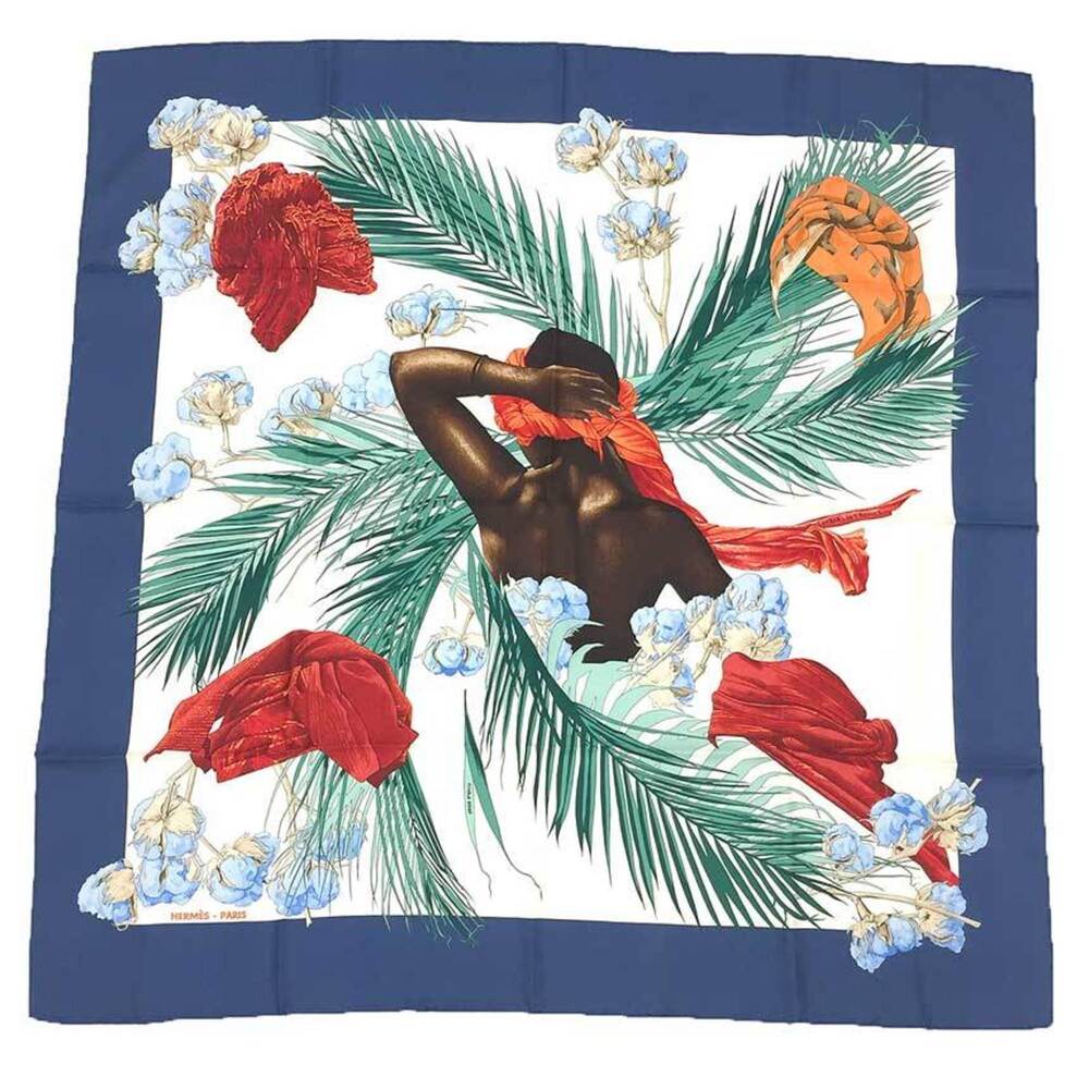 Hermes Authentic Blue Silk Scarf